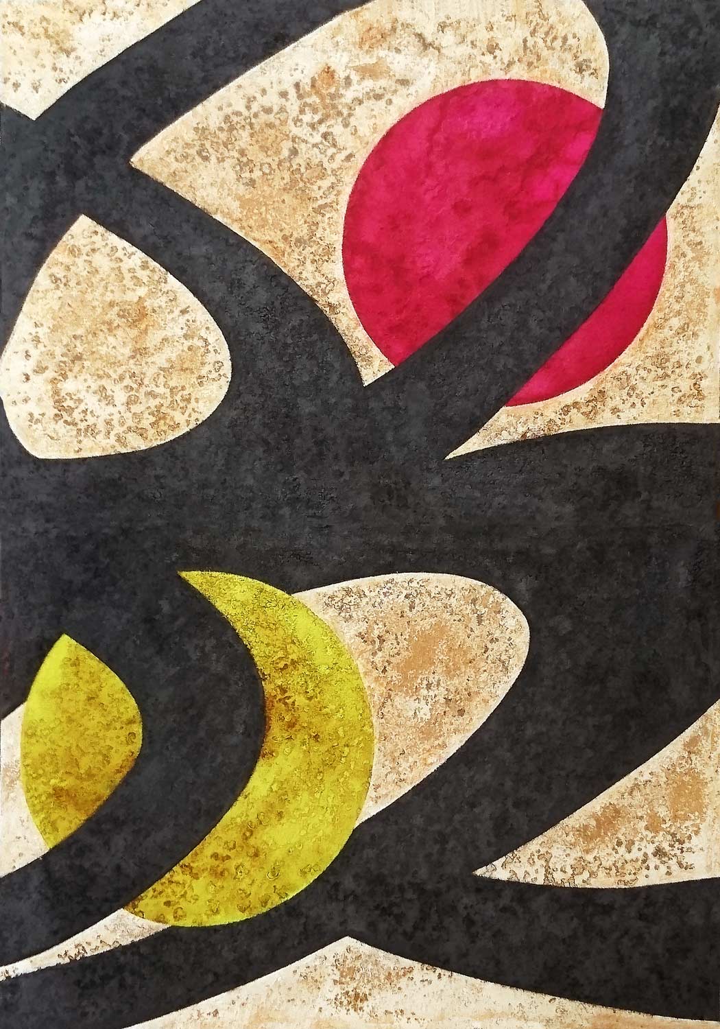 "Eccentric Turn", 100x70 cm, Pigmente und Oxyde auf Eisen, 2025